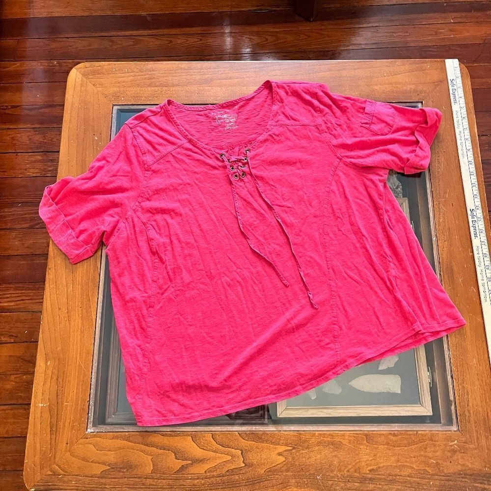 JMS 2XL Pink Top Tie Front Pocket on Sleeve SO CUTE! Just My Size